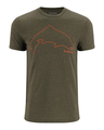 Simms Trout Outline T-Shirt Loden Heather L